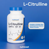 Nutricost L-Citrulline etiquette sans OGM pour consommation responsable.