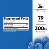 Cuillère-doseuse Nutricost L-Citrulline Malate 2:1, framboise bleue, portion précise