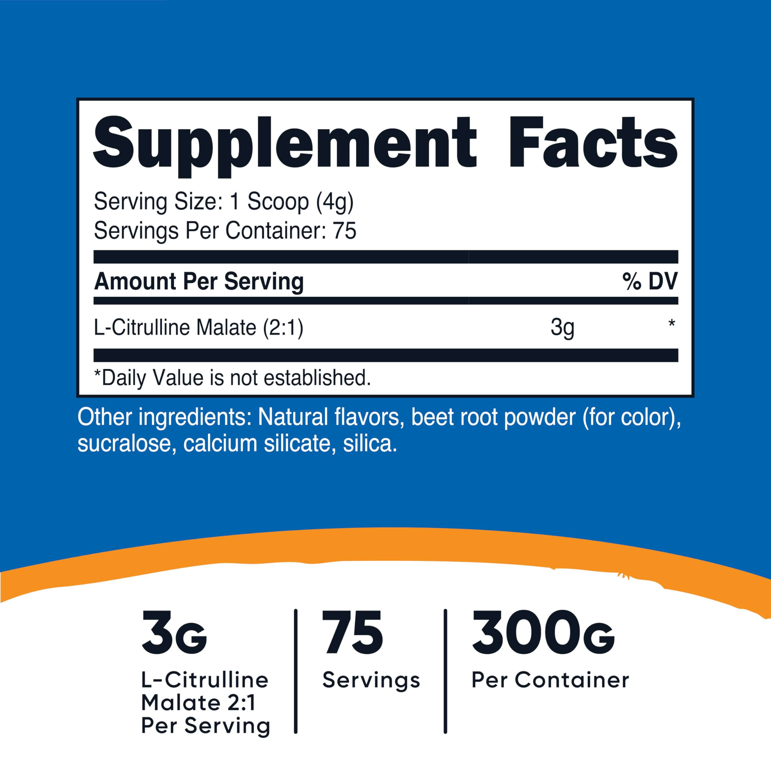 Nutricost L-Citrulline Malate 2:1 Fruit Punch, poudre se dissolvant facilement pour séance intense