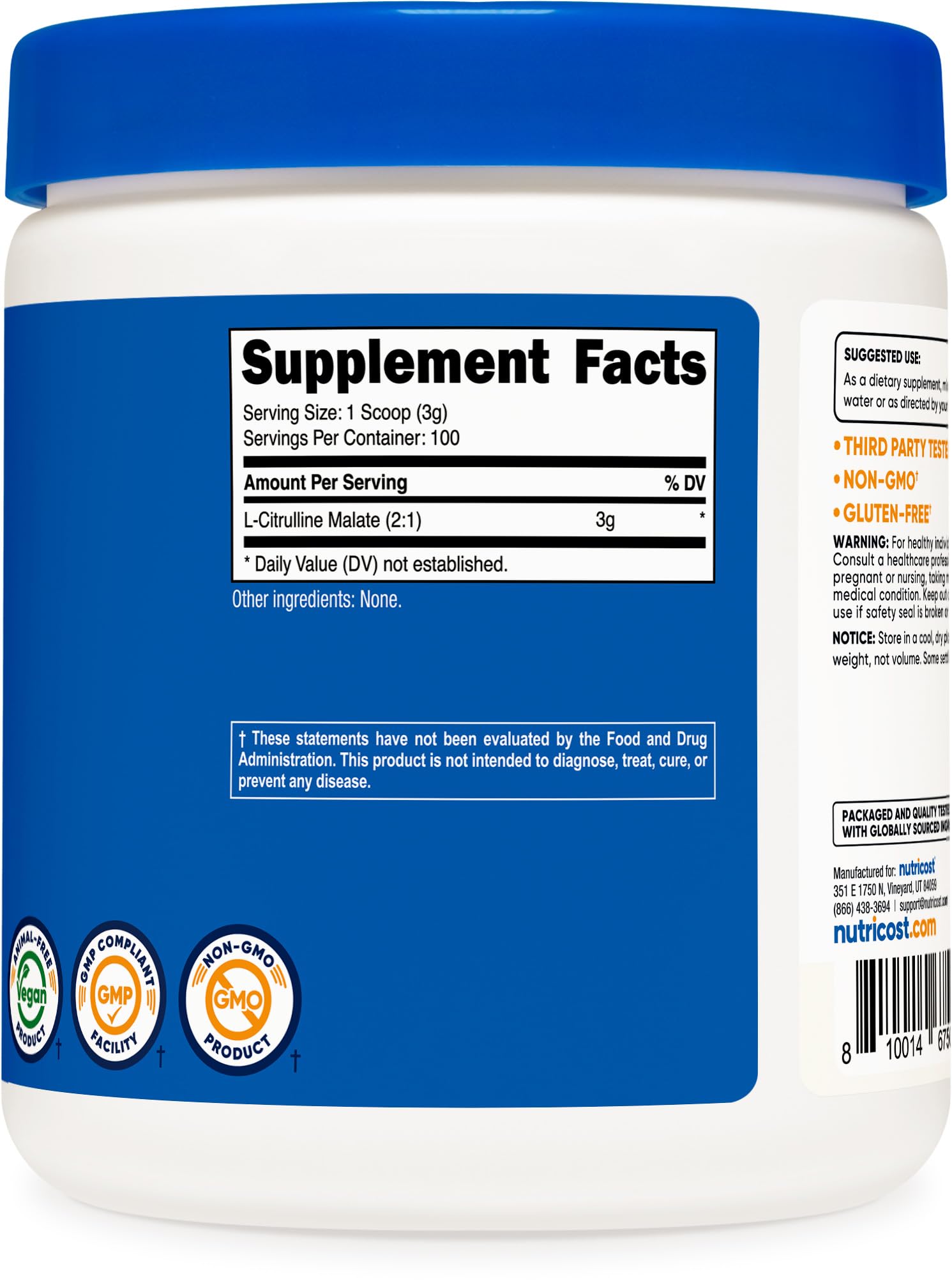 Préparation simple dans un mélange avec Nutricost L-Citrulline Malate 2:1.