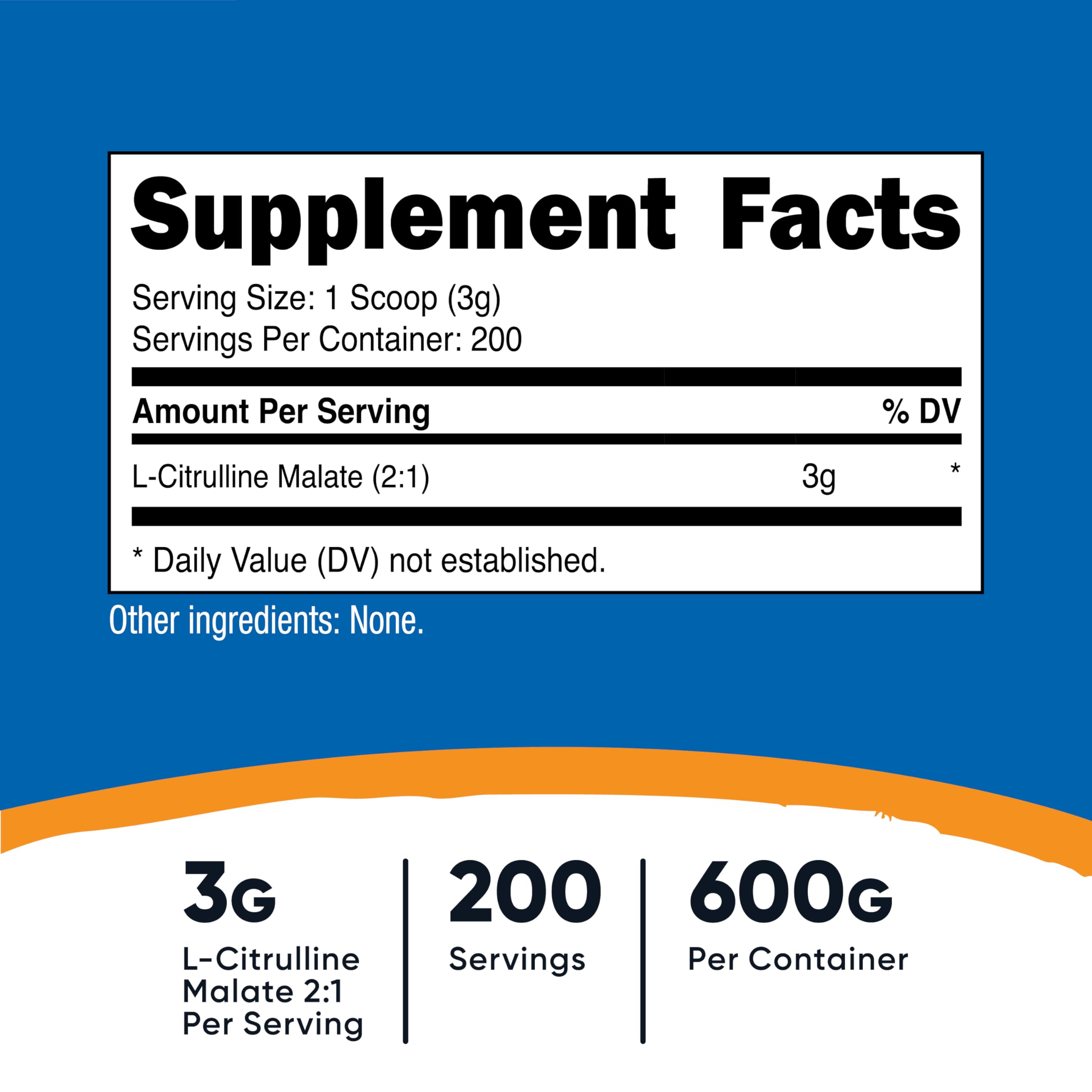 Nutricost L-Citrulline Malate en bouteille 600 g, pratique pour sessions longues
