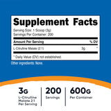 Nutricost L-Citrulline Malate en bouteille 600 g, pratique pour sessions longues