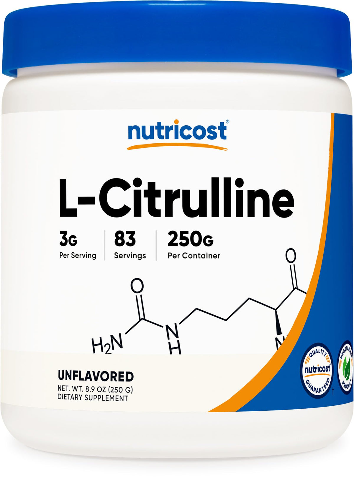Nutricost L-Citrulline Pure Poudre, texture fine prête à mélanger en boisson pré-entraînement
