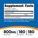 Capsules Nutricost L-Glutamine 800 mg, dosage pratique pour vos séances.