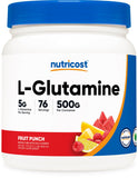 Nutricost L-Glutamine Fruit Punch en flacon pratique pour une utilisation quotidienne.