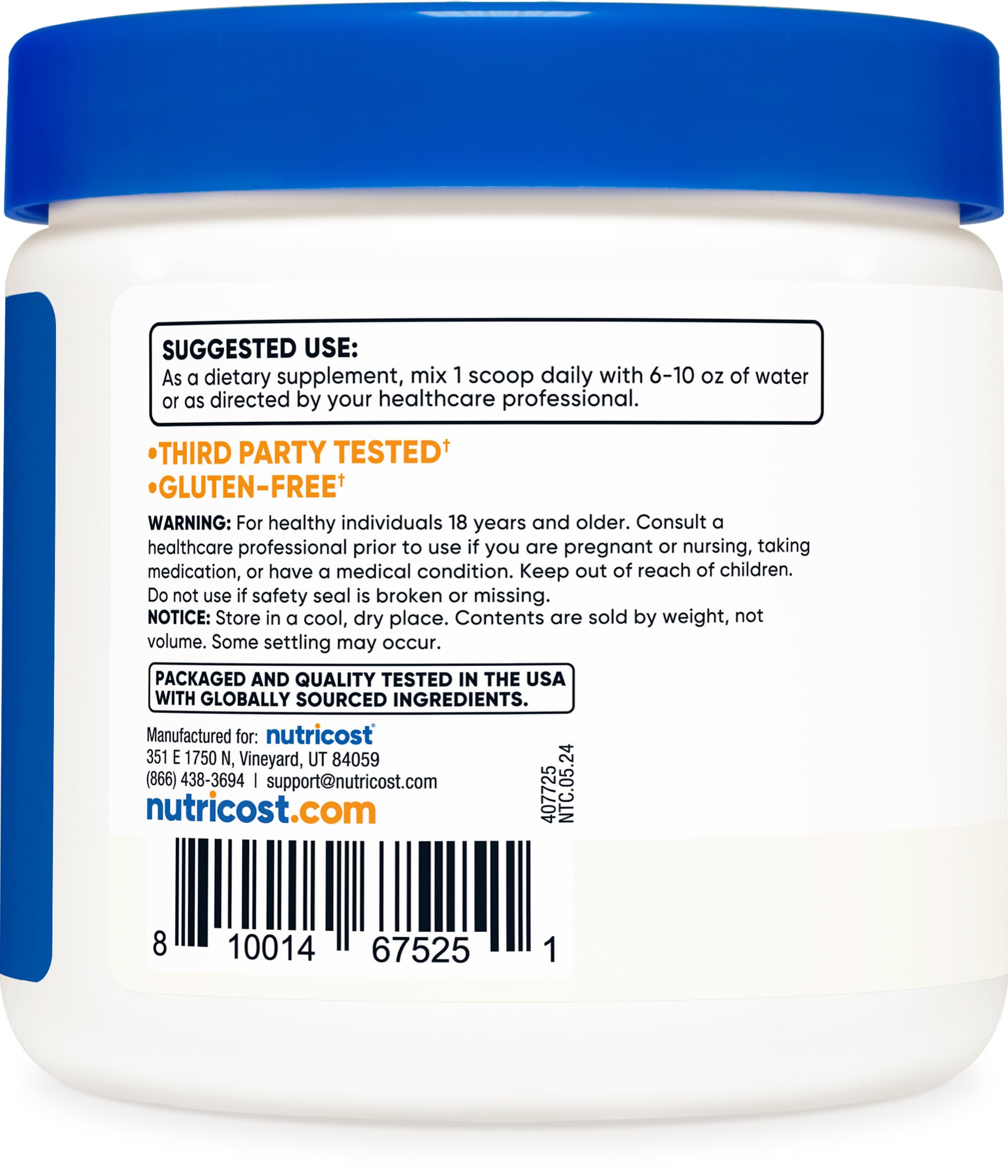 Nutricost L-Glutamine, usage avant entraînement peut soutenir récupération et endurance