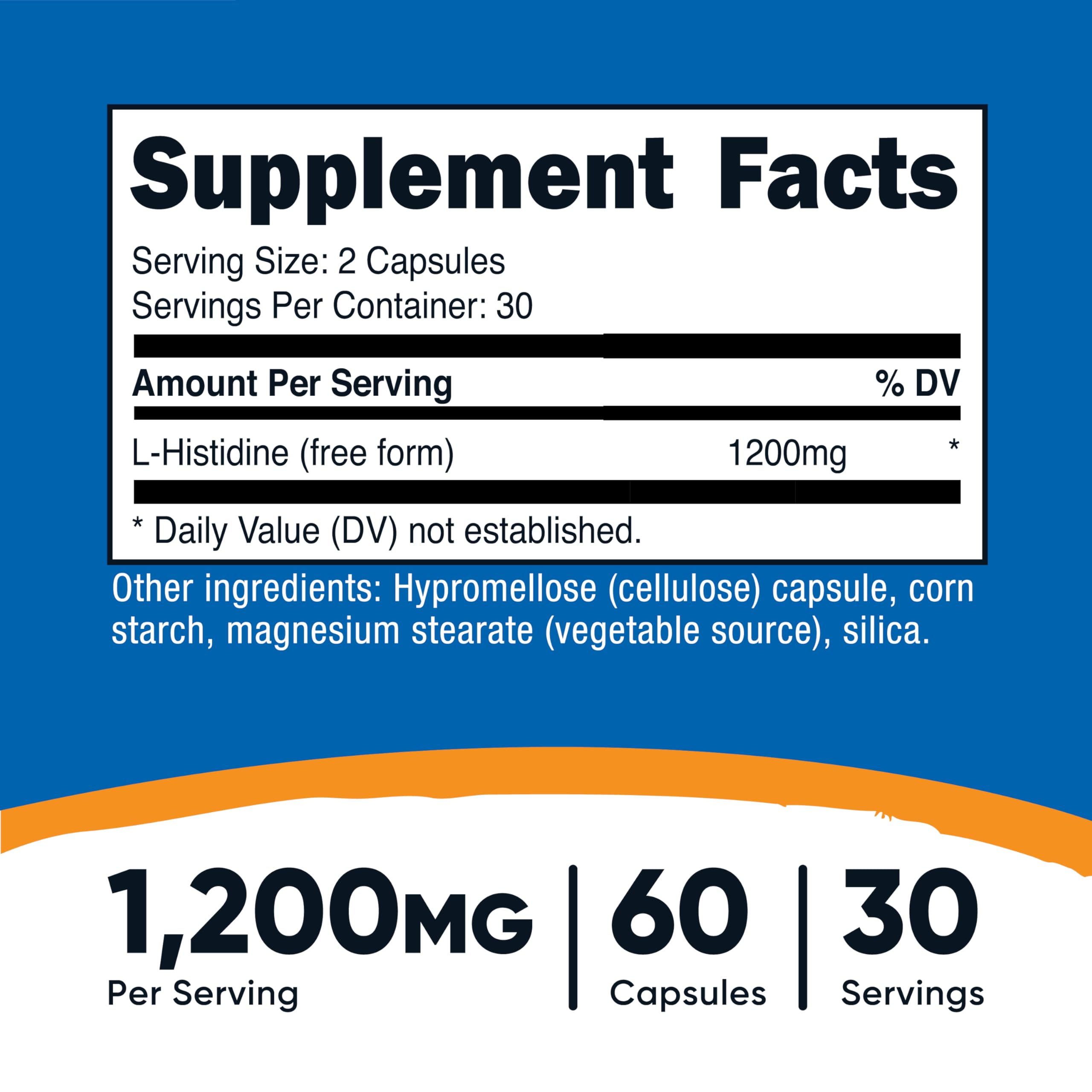 Nutricost L-Histidine-bouteille-emballage clair, rangement facile.