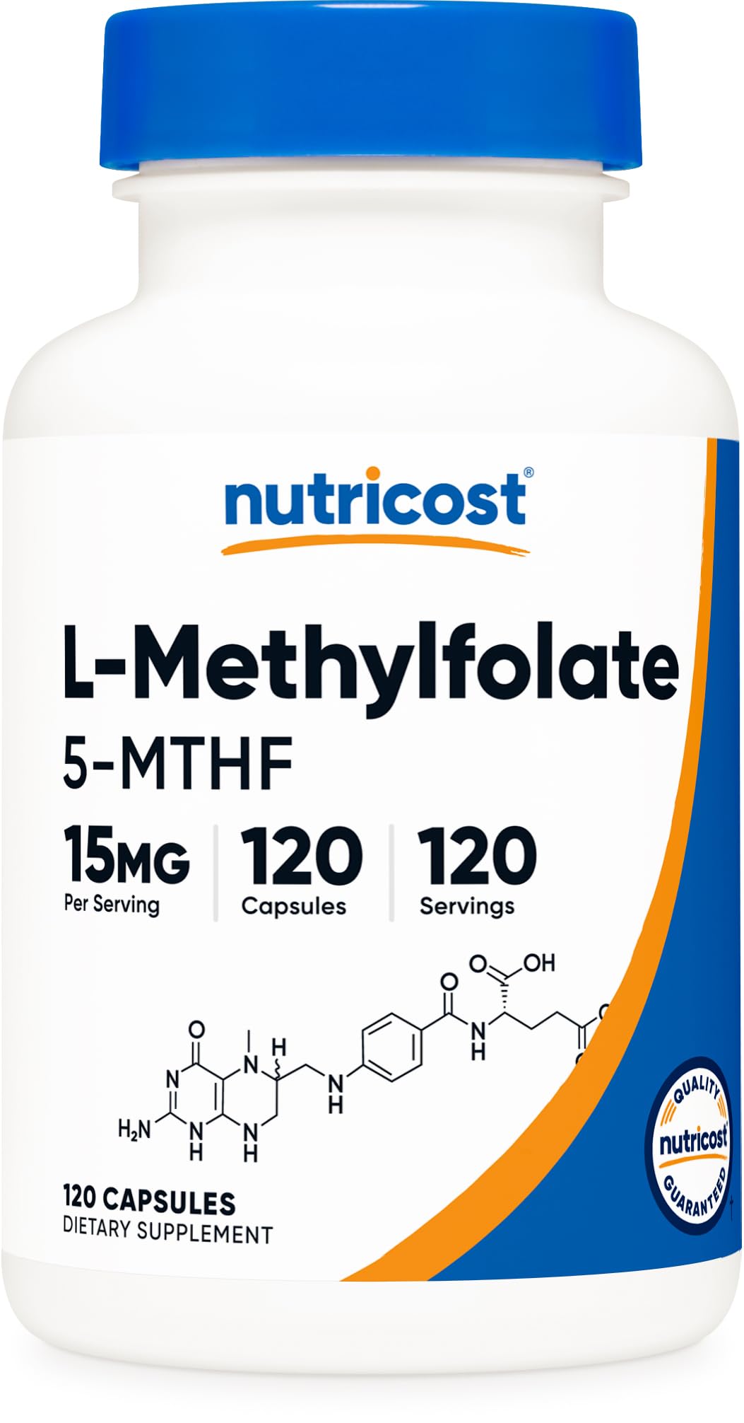 Nutricost L-Methylfolate: bouteille prête à être intégrée à votre routine quotidienne.