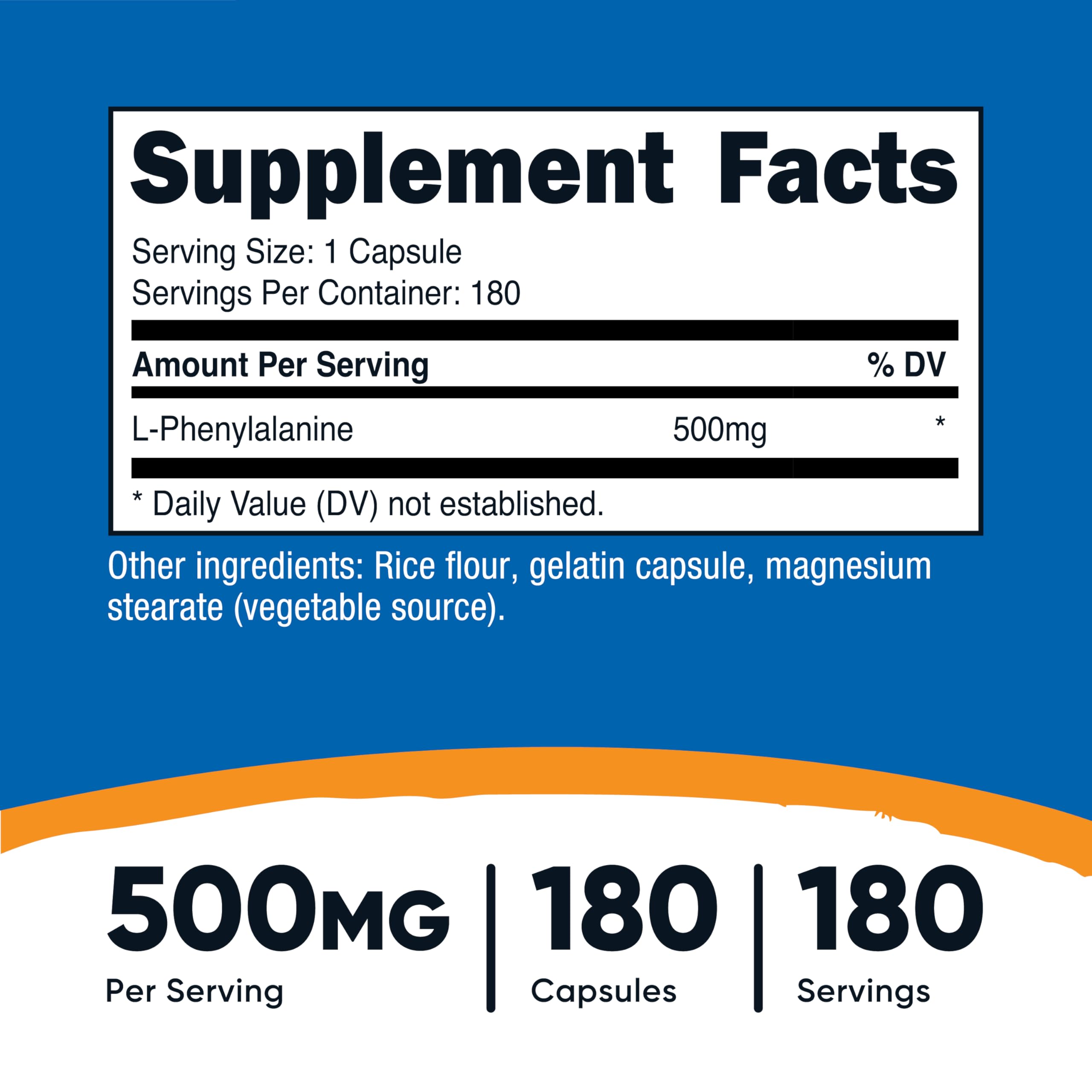 Nutricost L-Phenylalanine, capsule en gros plan, dose fiable.