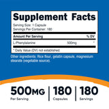 Nutricost L-Phenylalanine, capsule en gros plan, dose fiable.