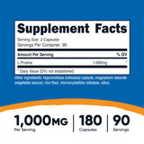 Nutricost L-Proline – dosage 500 mg par capsule, portions précises.