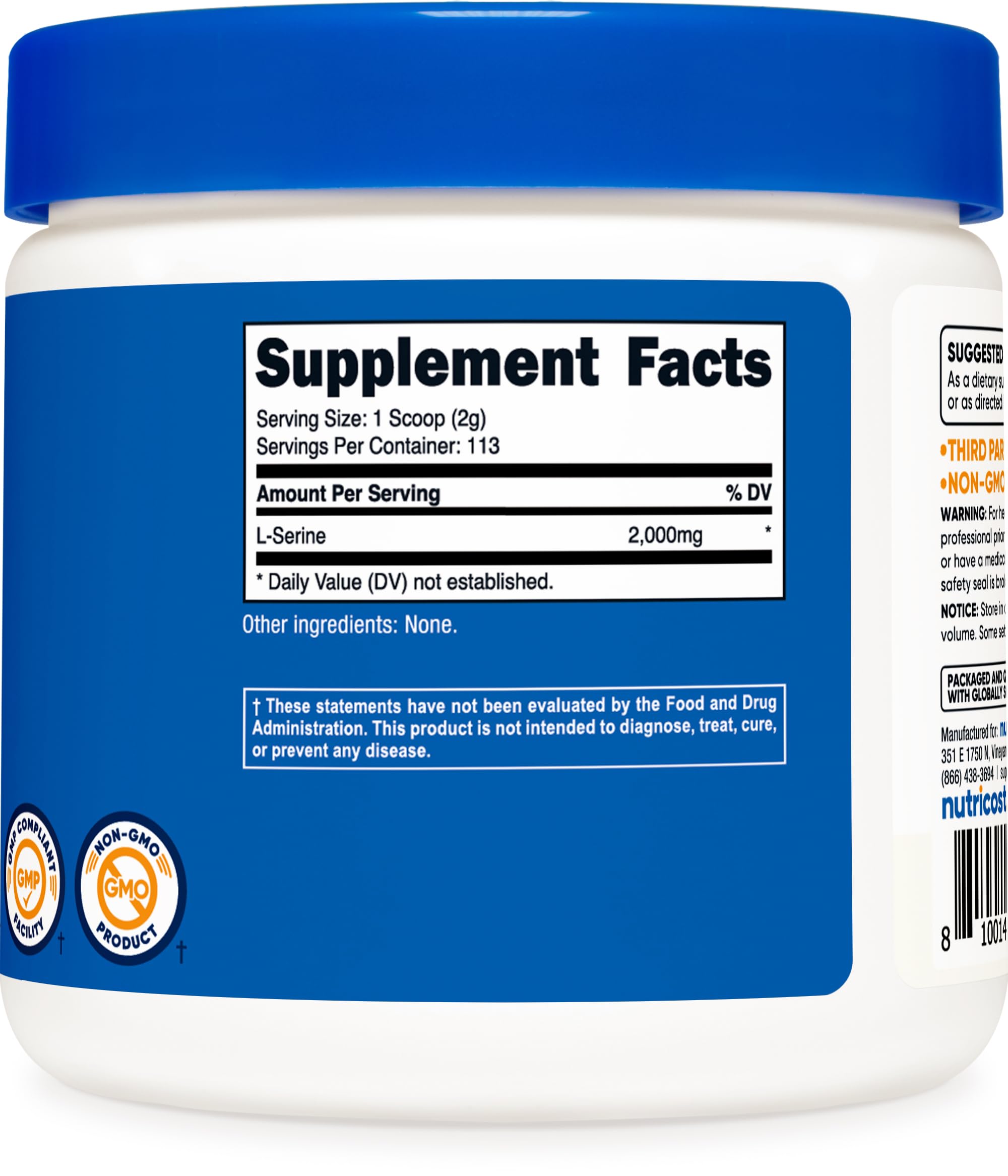 Nutricost L-Serine poudre: contrôle qualité et tests ISO