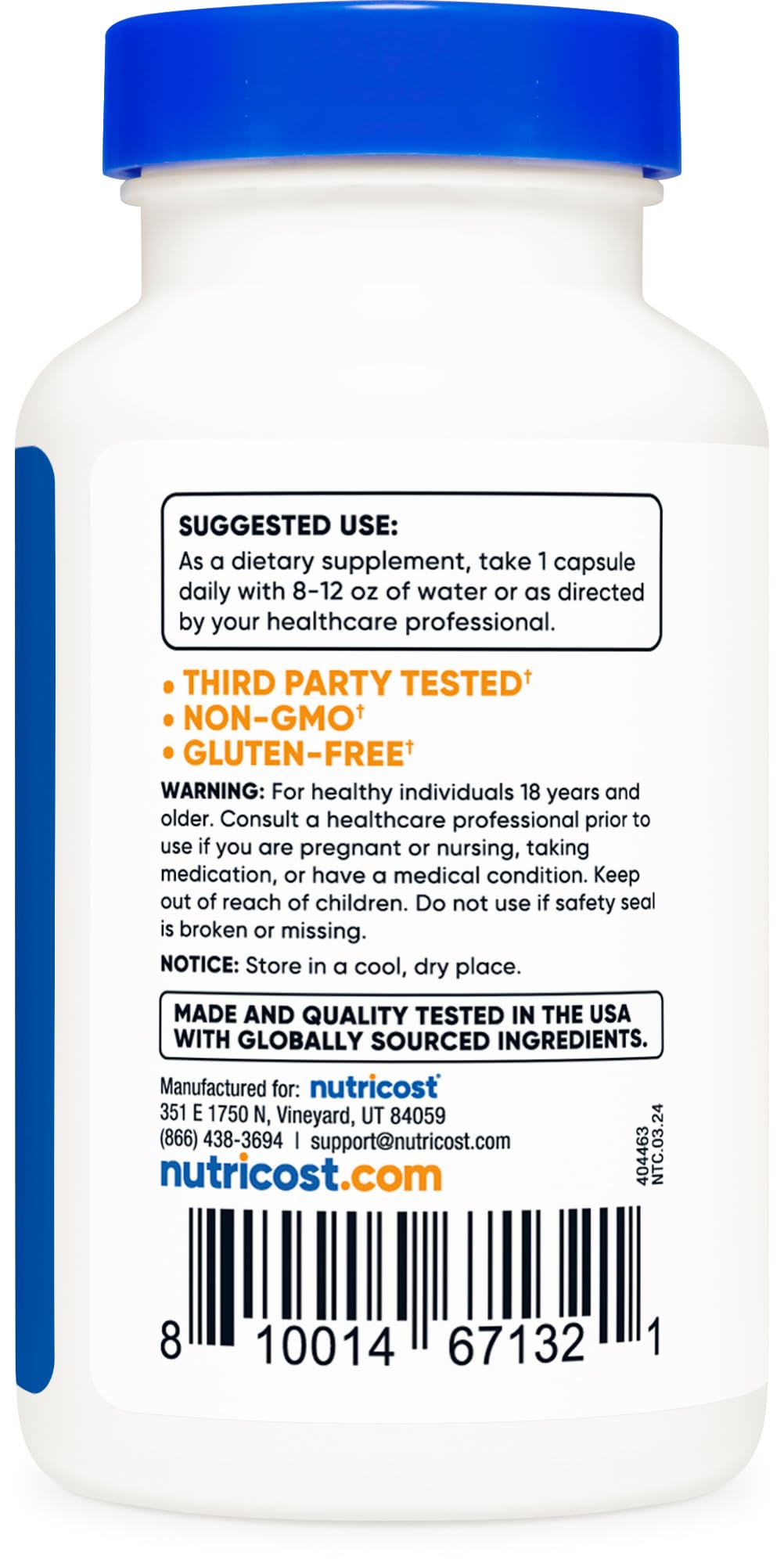 Nutricost L-Serine – flacon, dosage précis, routine quotidienne idéale.