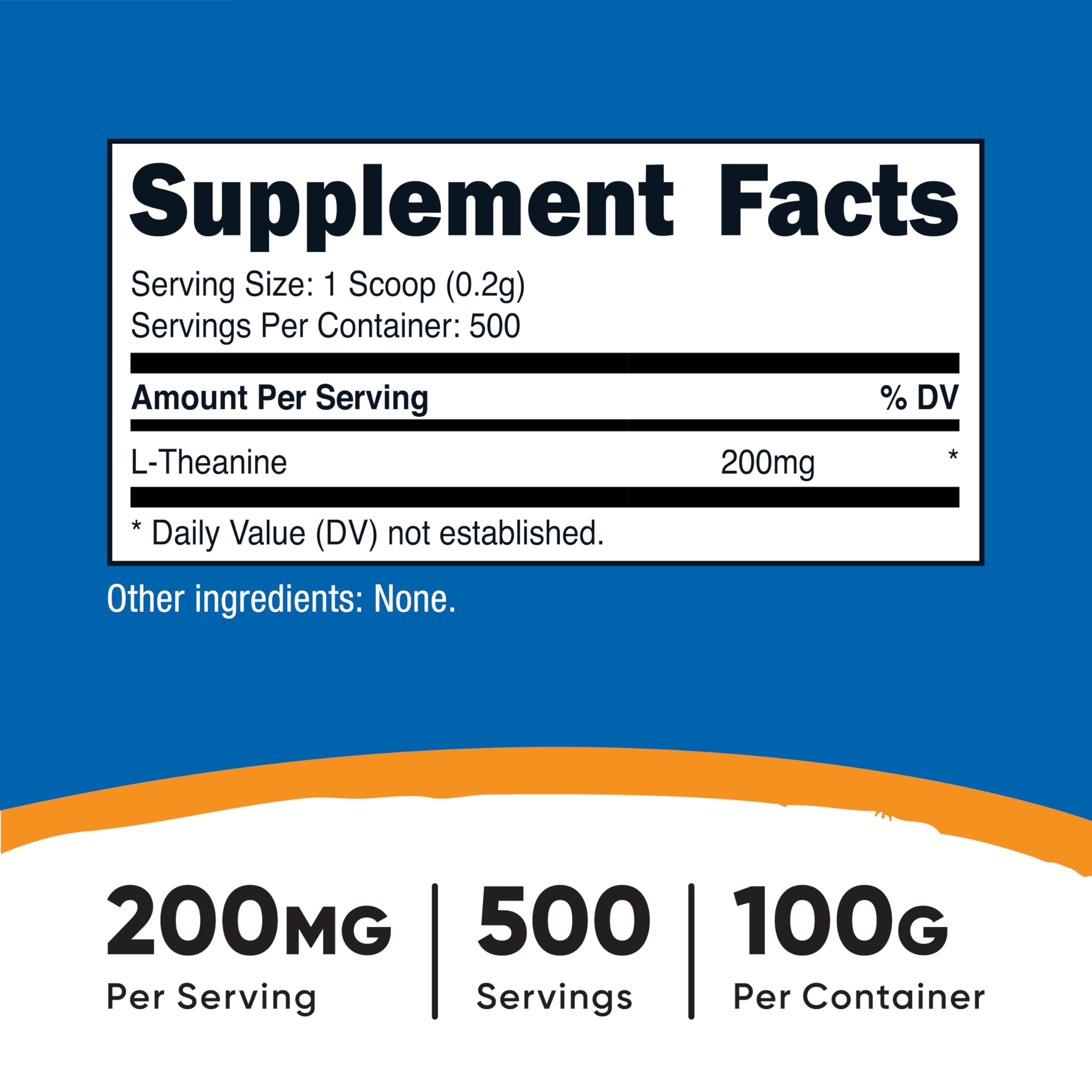 Nutricost L-Theanine cuillère-dose – dosage facile pour votre routine personnalisée.