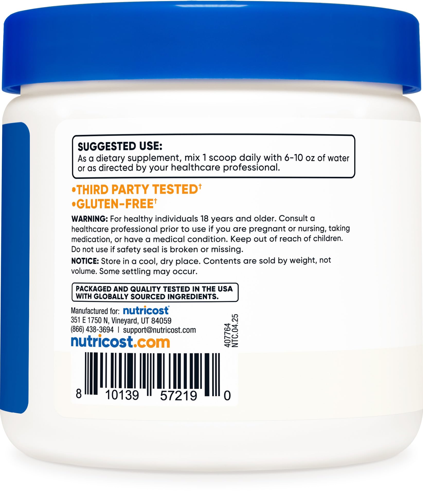 Nutricost L-Theanine – sans gluten et sans OGM, formulation fiable.