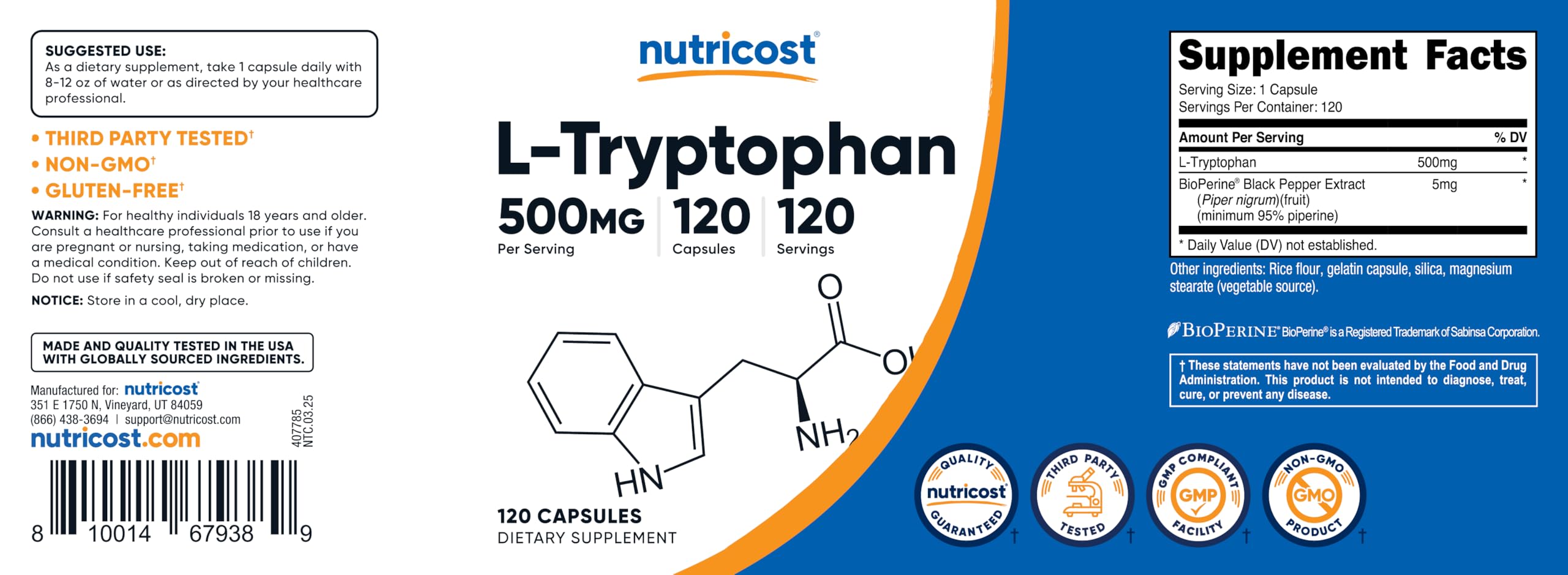 Suggestion d’utilisation quotidienne avec Nutricost L-Tryptophane dans votre routine.