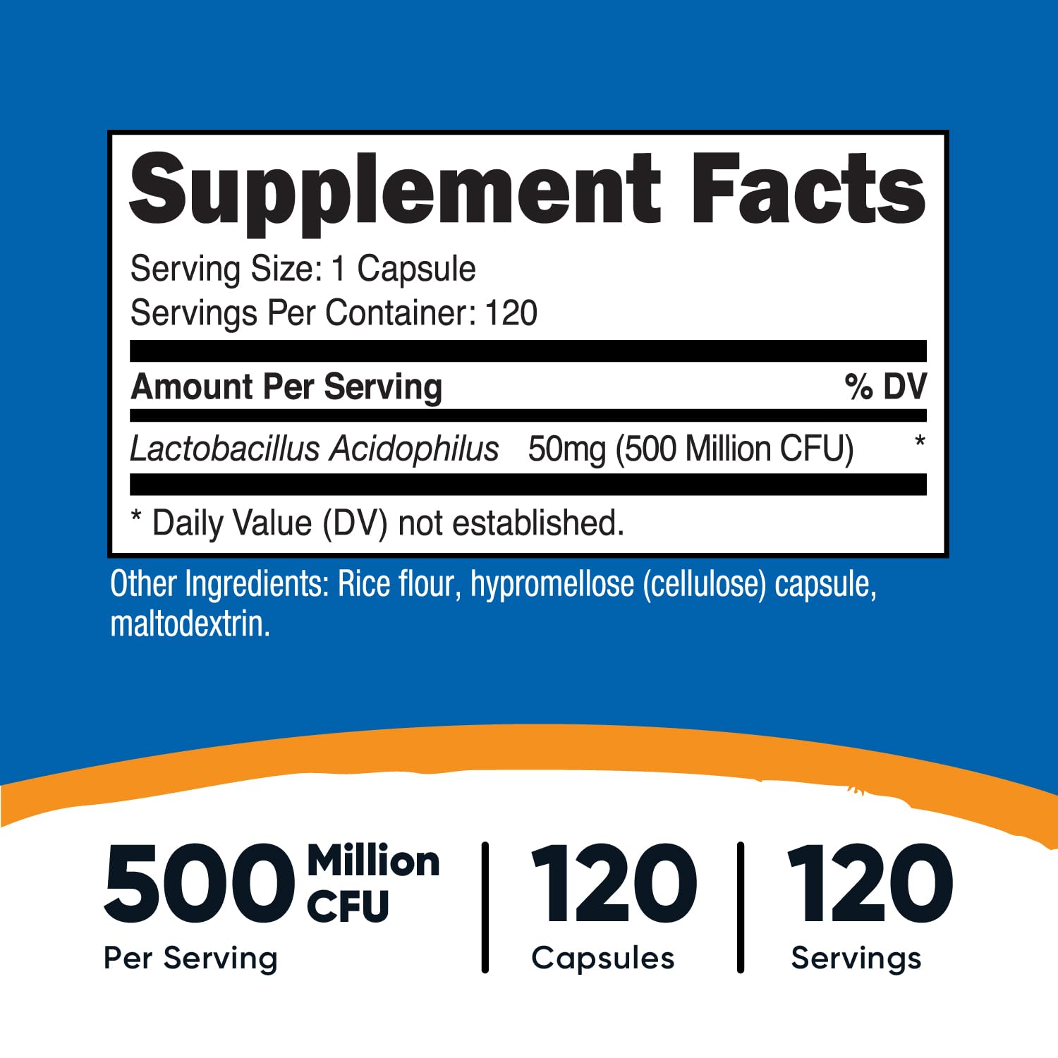 Nutricost Lactobacillus Acidophilus Capsules — dose quotidienne pratique et simple.
