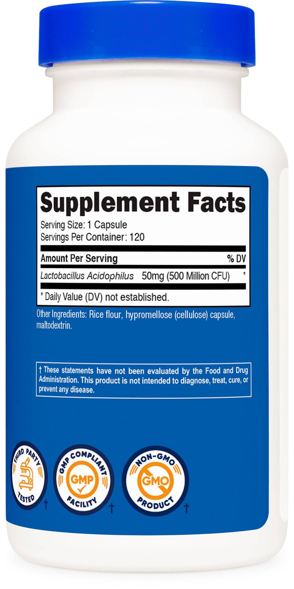 Nutricost Lactobacillus Acidophilus Capsules — tests tiers assurant transparence et fiabilité.