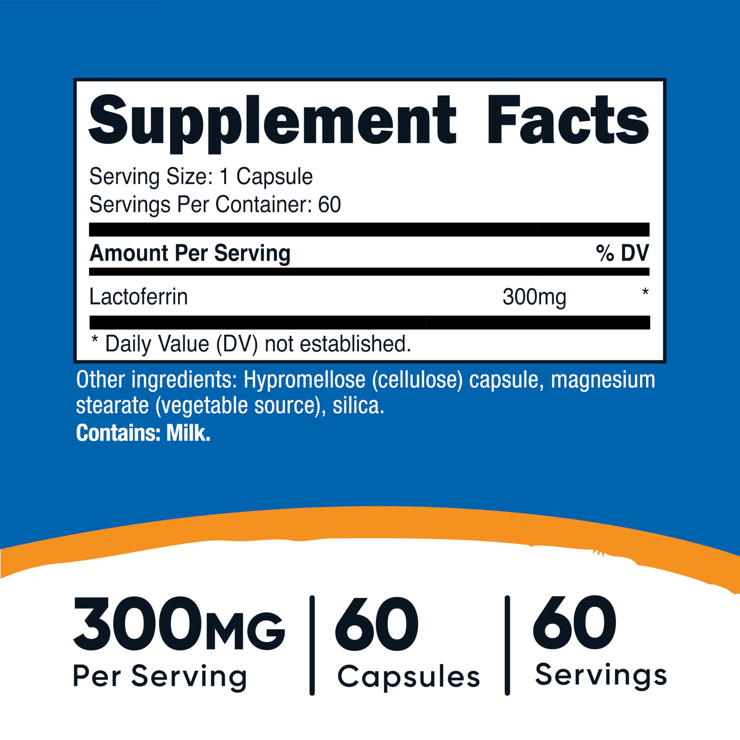 Nutricost Lactoferrin - capsules faciles à avaler pour le quotidien