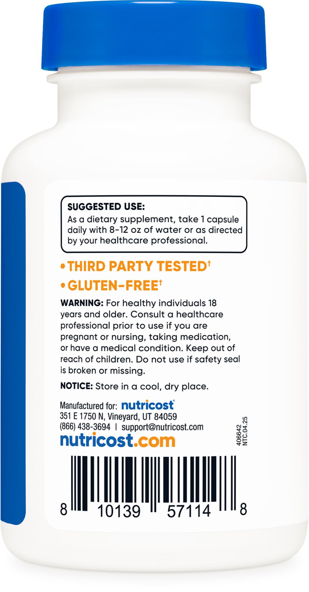 Nutricost Lactoferrin - étiquette et informations qualité
