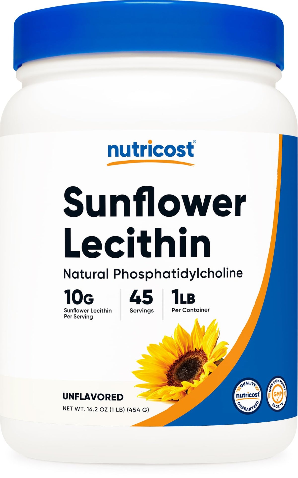 Nutricost Lécithine-tournesol poudre 1lb, texture fine prête à mélanger dans des boissons