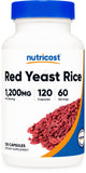 Nutricost Levure de Riz Rouge 1200mg – Bouteille pour usage quotidien.