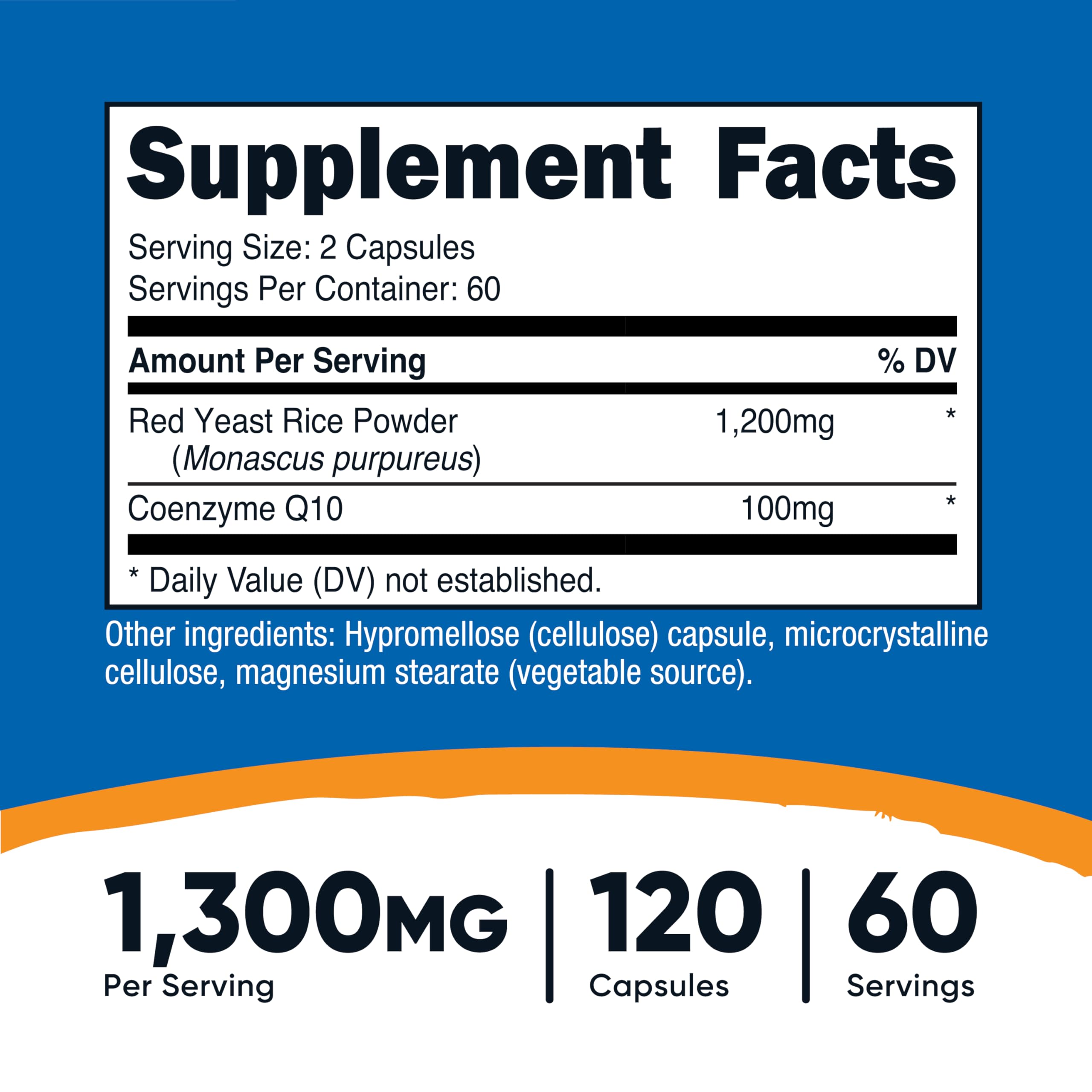 Capsules Nutricost levure rouge du riz CoQ10, faciles à prendre au quotidien.