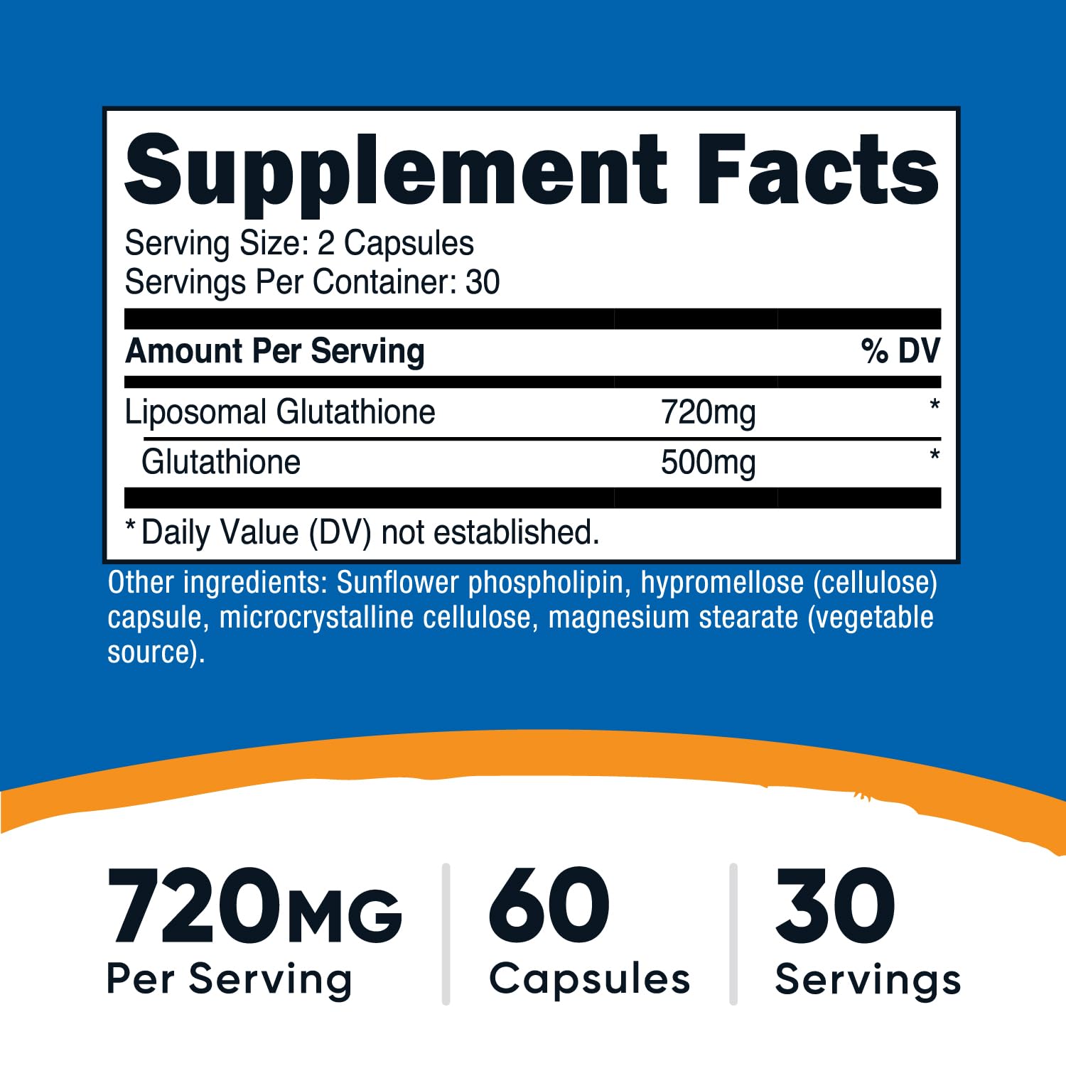 Nutricost Liposomal Glutathione gélules — capsules faciles à prendre.