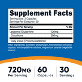 Nutricost Liposomal Glutathione gélules — capsules faciles à prendre.