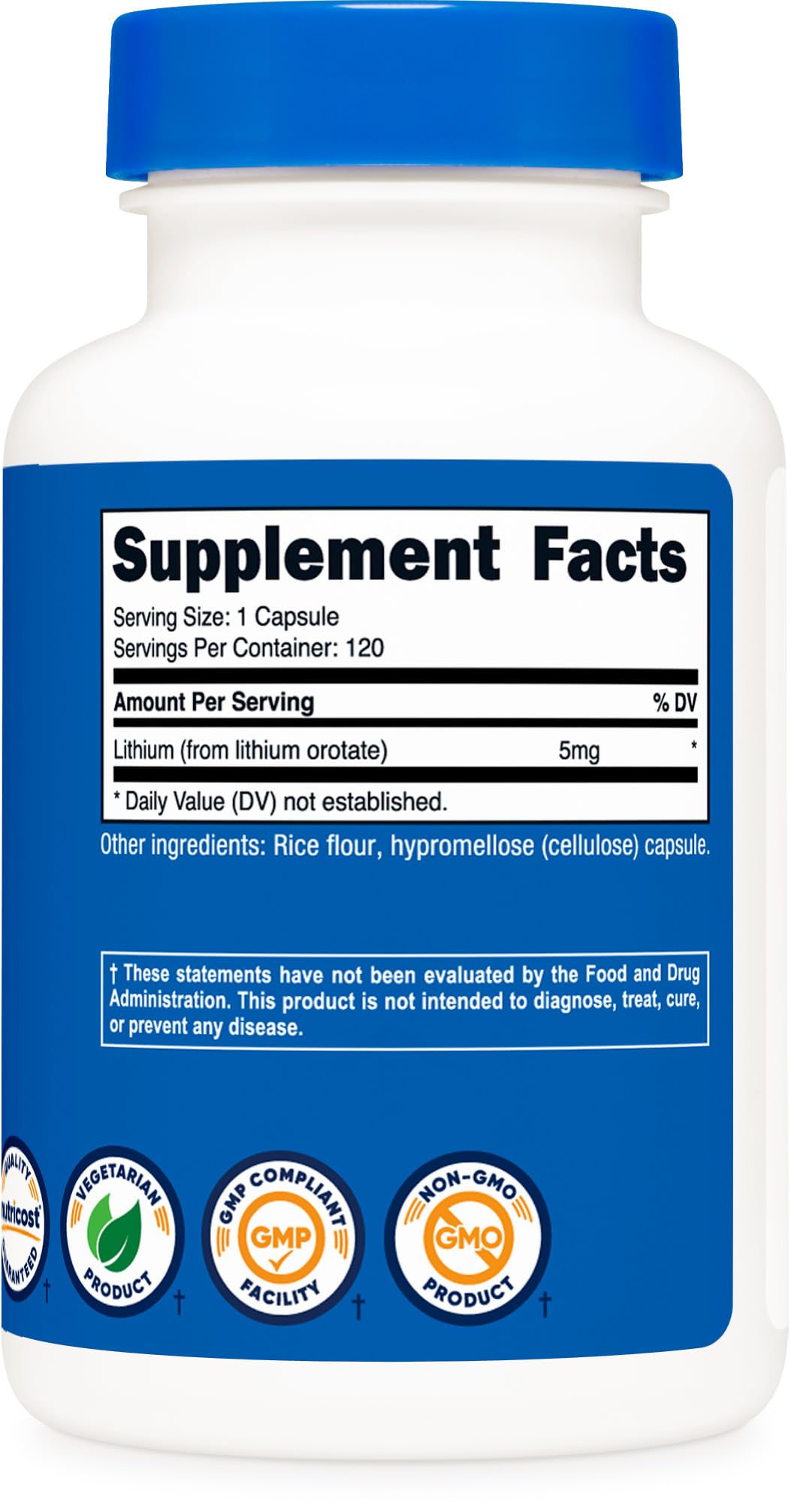Nutricost Lithium Orotate 5 mg prise quotidienne nomade pratique.