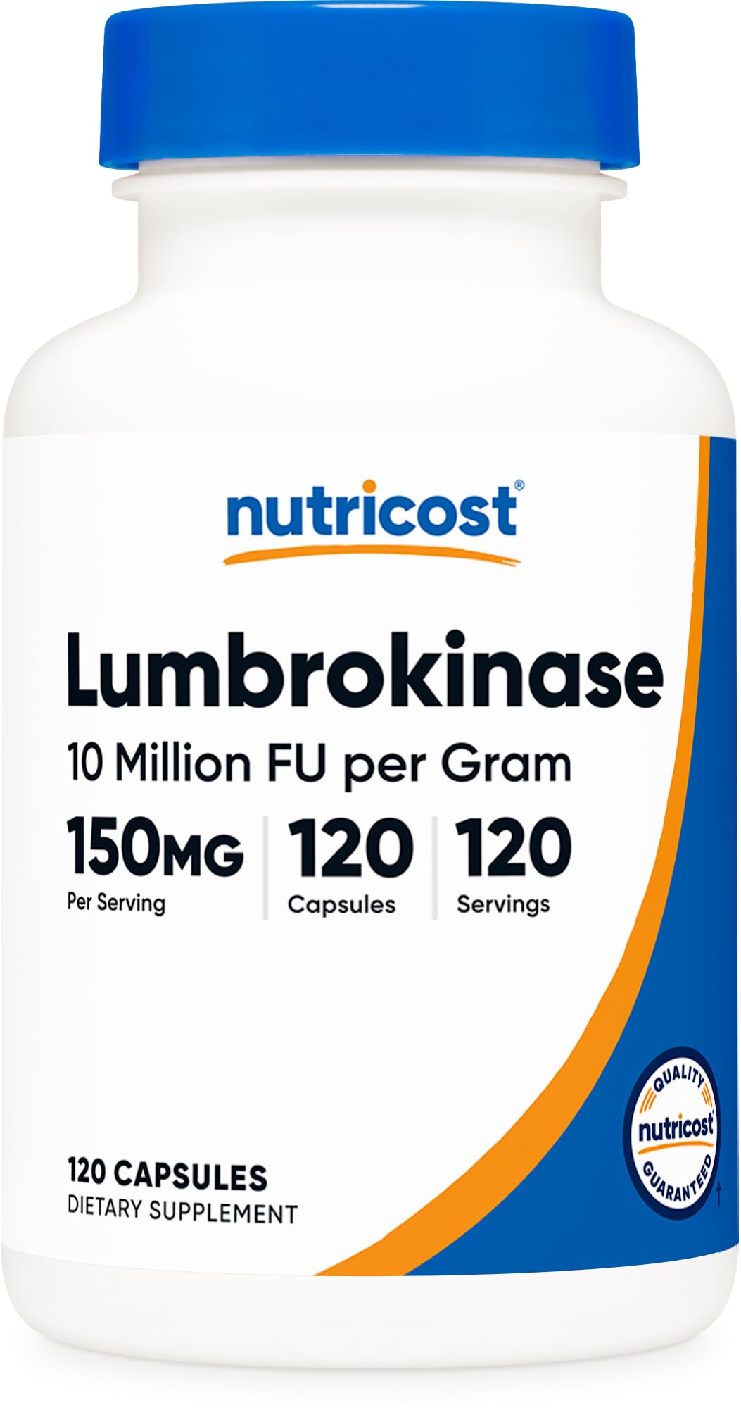 Nutricost Lumbrokinase: bouteille montrant une présentation pratique pour une utilisation quotidienne.