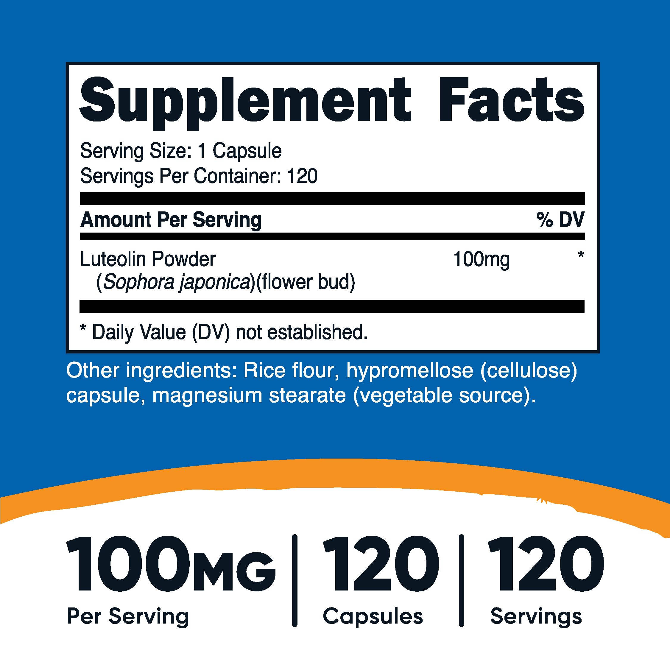Nutricost Luteolin, 120 capsules; environ un mois de supplémentation.
