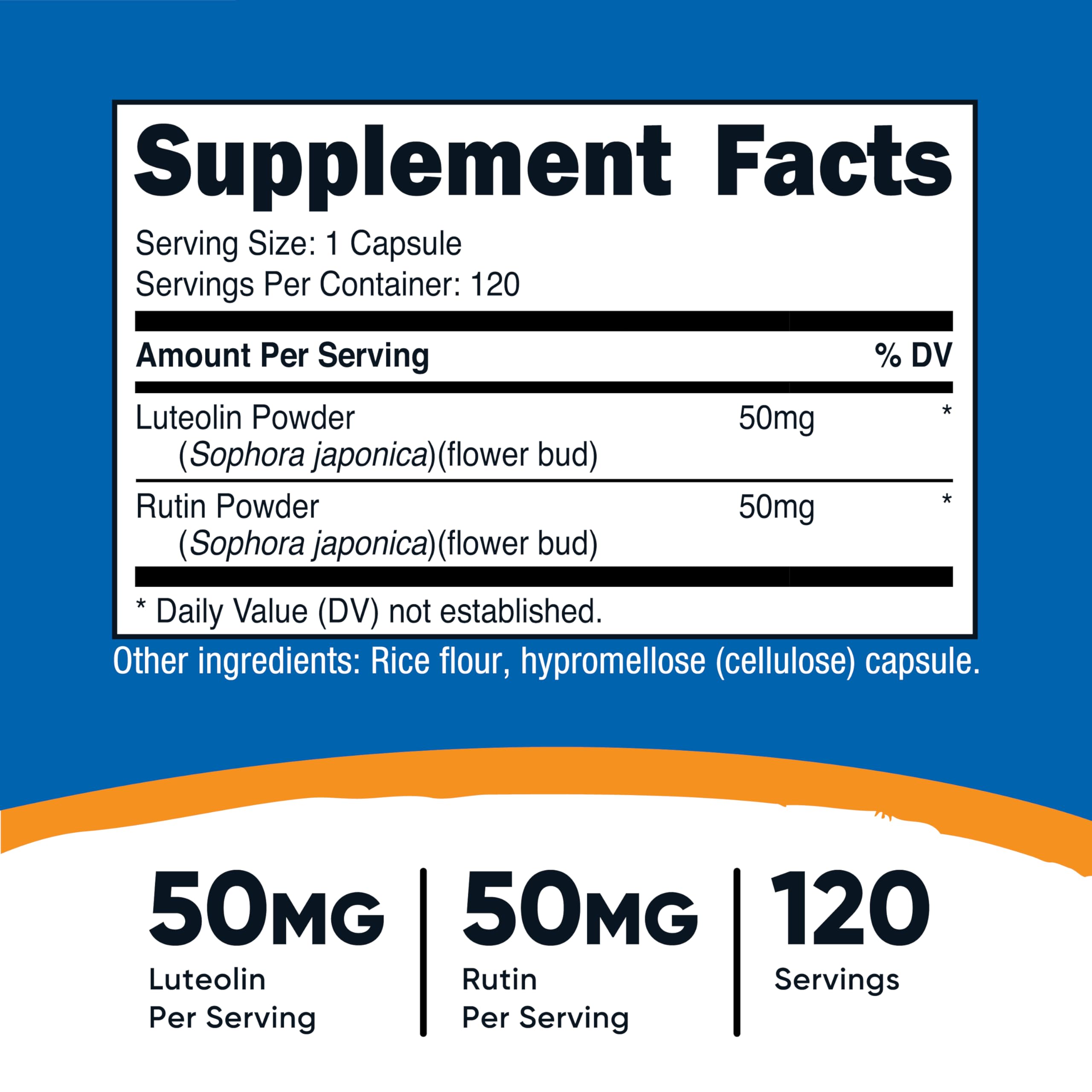 Nutricost Luteolin avec Rutin – gélules faciles à avaler pour le confort quotidien.