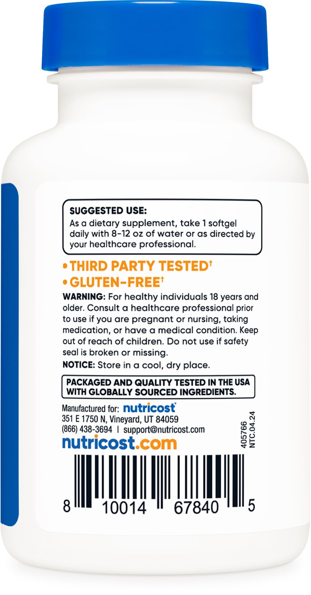 Emballage clair Nutricost Lycopène 50 mg, facile à repérer.