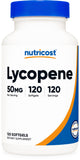 Nutricost Lycopène, bouteille 120 gélules, soutien pratique pour le quotidien.