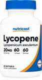 Nutricost Lycopène : bouteille de 60 gélules molles, pratique à intégrer dans votre routine.