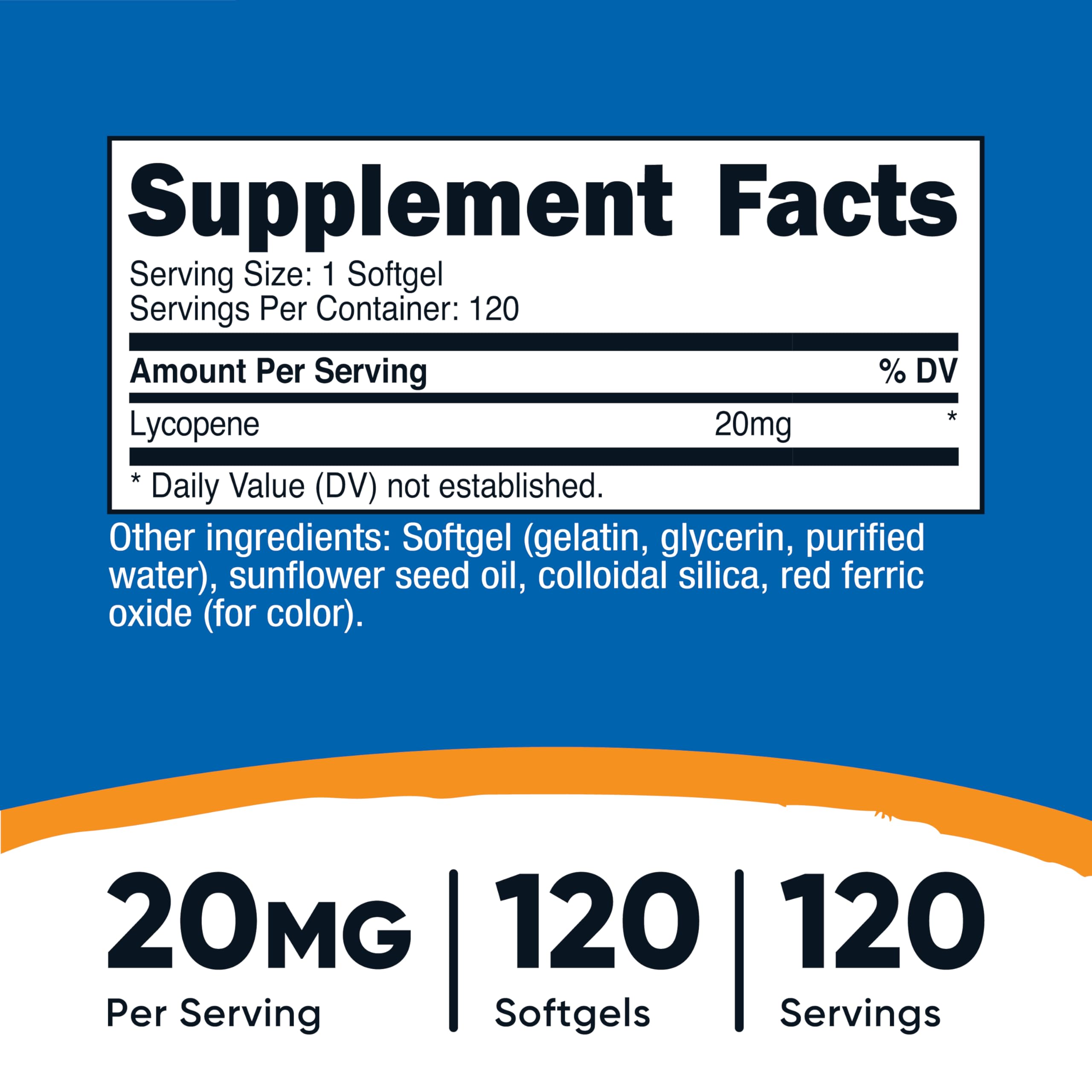 Nutricost Lycopène : emballage clair indiquant sans gluten et sans OGM.