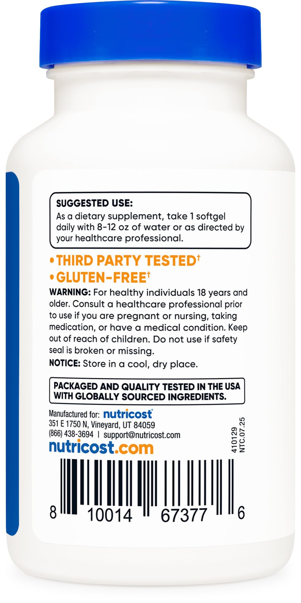 Nutricost Lycopène : sceau ISO et contrôle qualité en laboratoire.