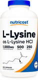 Nutricost L-Lysine 1000mg capsules – gélules faciles à avaler dans la routine quotidienne.