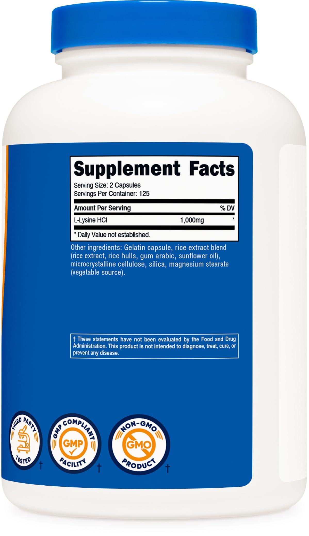 Nutricost L-Lysine 1000mg, présentation pratique, idéal en routine sportive.