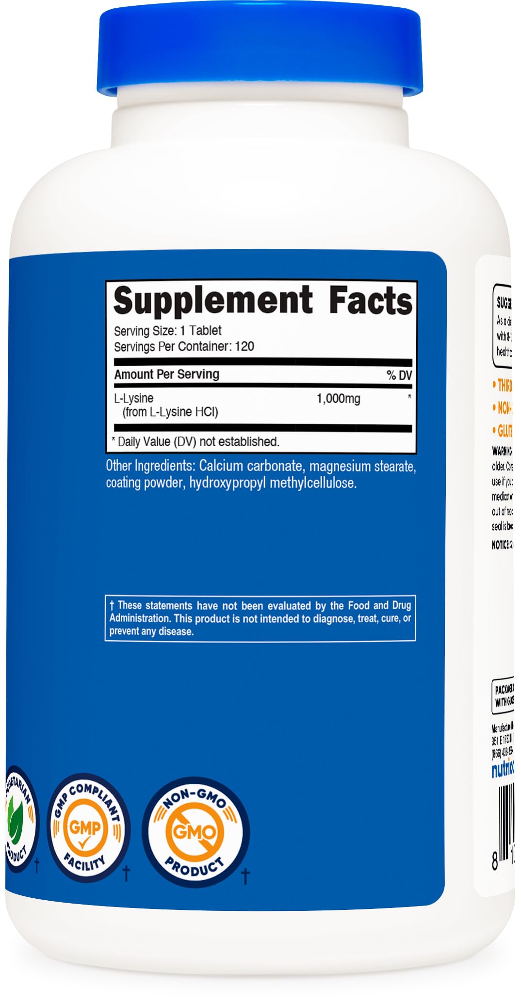 Nutricost L-Lysine certifications et traçabilité pour votre confiance.