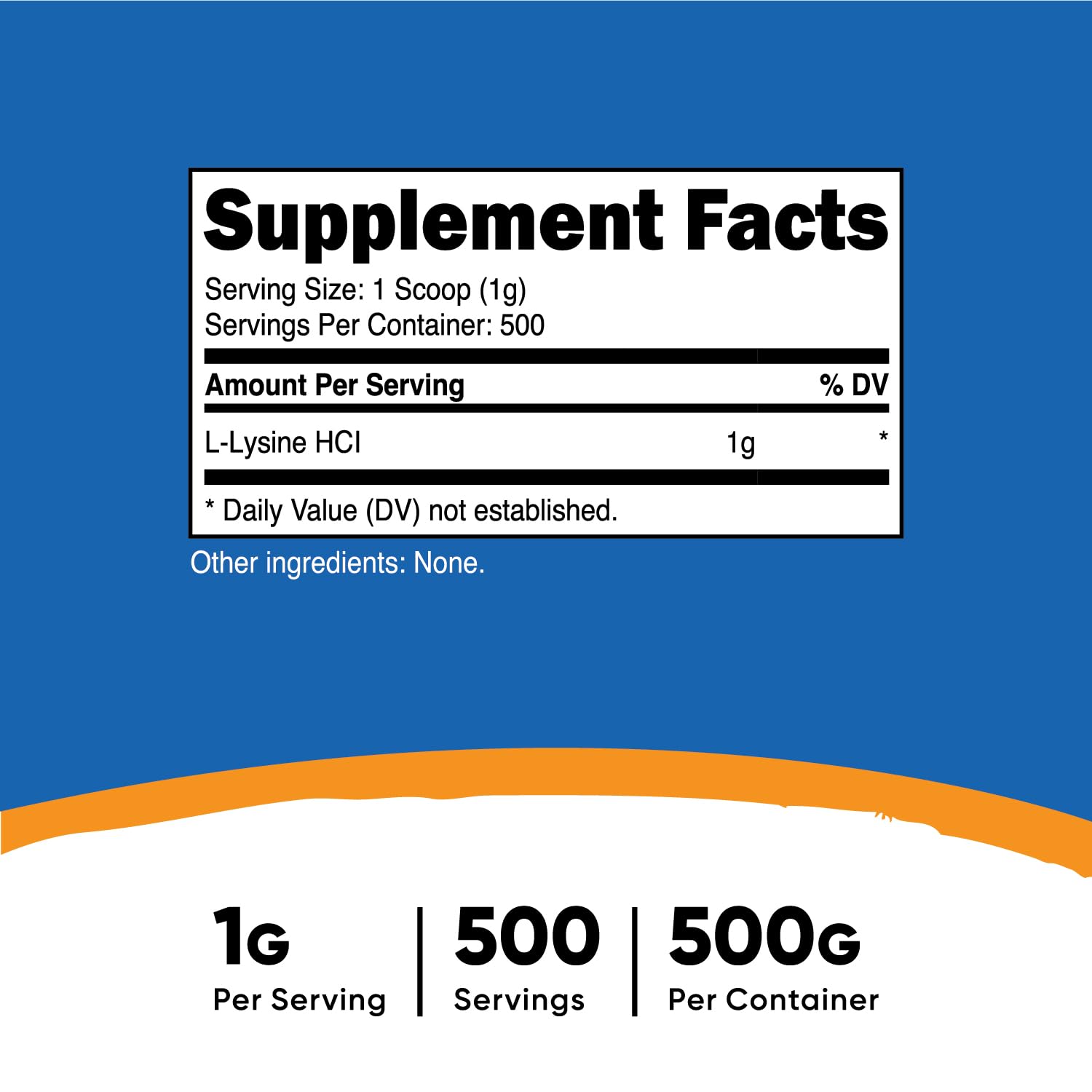 Nutricost L-Lysine avec doseur inclus pour dosages quotidiens pratiques.