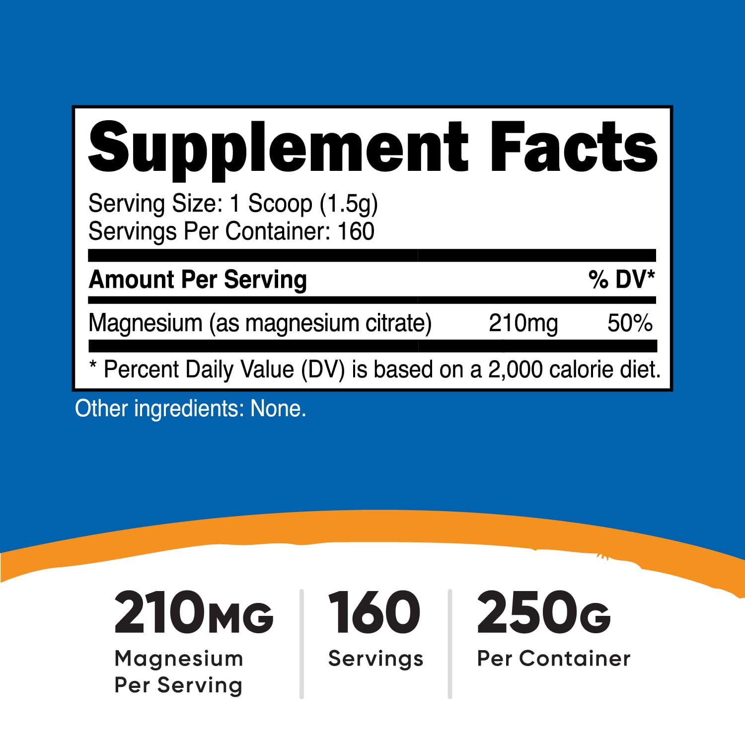 Nutricost Magnésium Citrate en bouteille 250 g, format pratique.