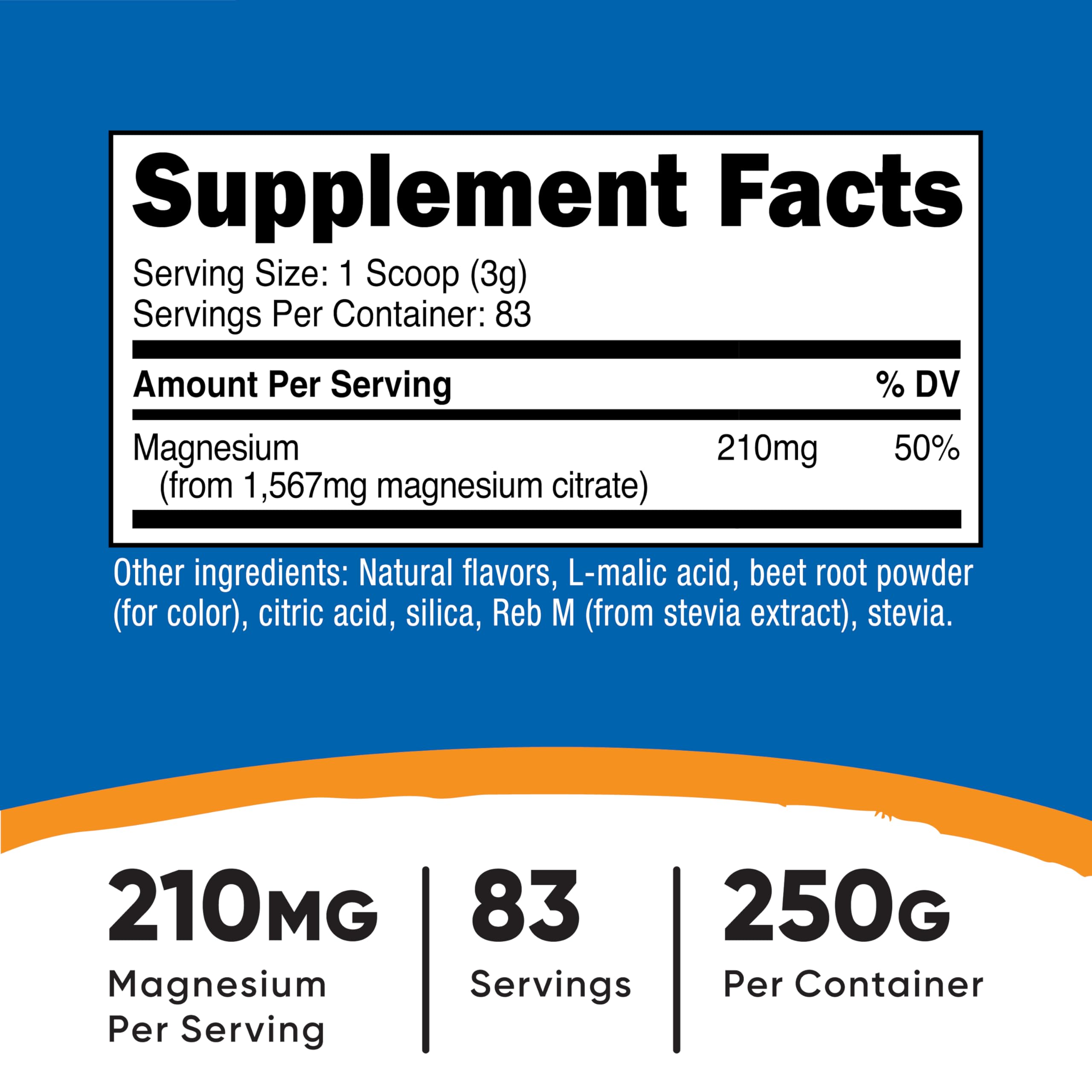 Nutricost Magnésium Citrate, dose incluse facilitant le contrôle de la portion.
