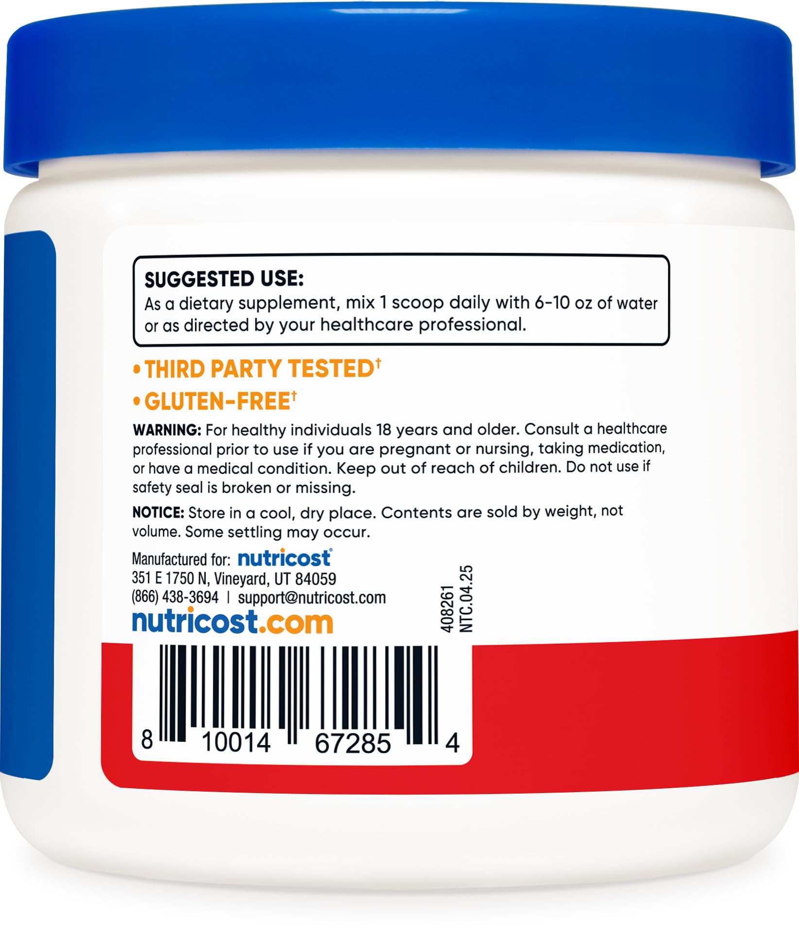 Nutricost Magnésium Citrate, étiquette lisible et informations utiles.
