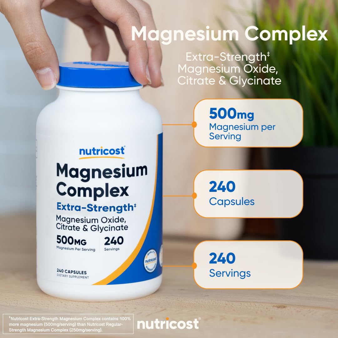 Nutricost Magnésium Complex 500mg – fabrication certifiée NSF, GMP et FDA.