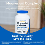 Nutricost Magnésium Complex 500mg – icônes sans gluten et sans OGM.