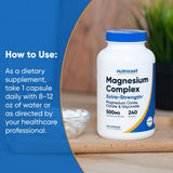 Nutricost Magnésium Complex 500mg – emballage montrant 240 capsules.