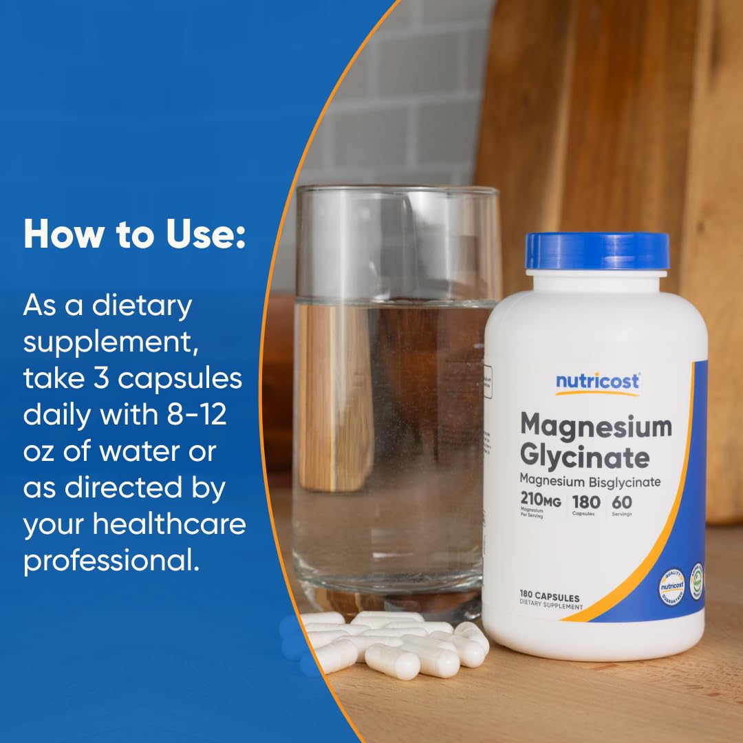 Nutricost gélules magnésium glycinate, faciles à prendre pour le quotidien.