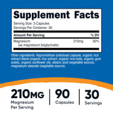 Nutricost magnésium glycinate gélules, portion de 3 gélules, dosage flexible.